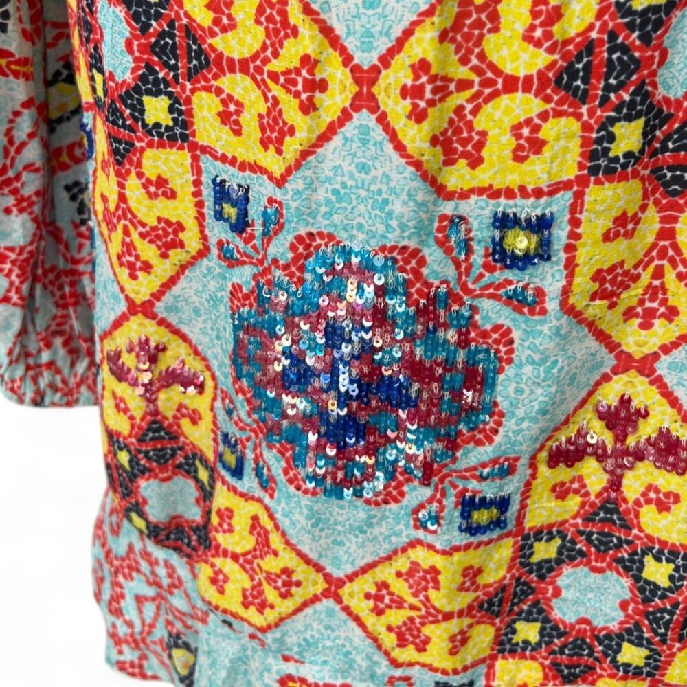 Rococo Sand Vibrant Yellow Multi-Color Printed Wrap Dress - Picture 5 of 6